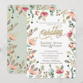 Chic Wildflower Wedding Kaart (Voorkant / Achterkant)