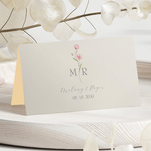 Chic Wildflower Wedding Place Card Plaatskaartje