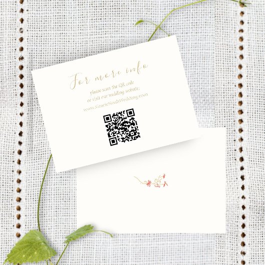 Chic Wildflower Wedding Website QR Code Info Kaart