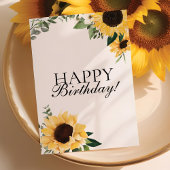 Chic Wildflower Yellow Sunflower Happy Birthday Kaart