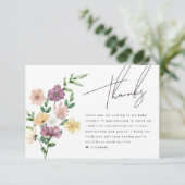 Chic Wildflowers Baby shower Floral Dank u kaart (Staand voorkant)