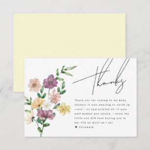 Chic Wildflowers Baby shower Floral Dank u kaart