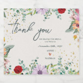 Chic Wildflowers Bloemen bruiloft Bedankt gunst Sparkling Wijnetiket (Enkel label)