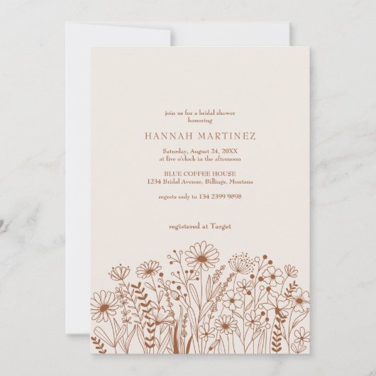 Chic Wildflowers Boho Verbrand Sinaasappel Vrijgez Kaart (Voorkant)