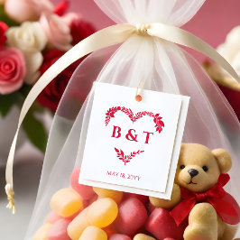 Chic Wildflowers & Branches Heart Shape Initials Rubberstempel