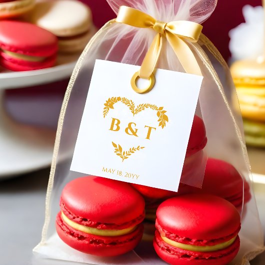 Chic Wildflowers & Branches Heart Shape Initials Rubberstempel