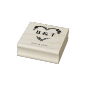 Chic Wildflowers & Branches Heart Shape Initials Rubberstempel (Stempel)