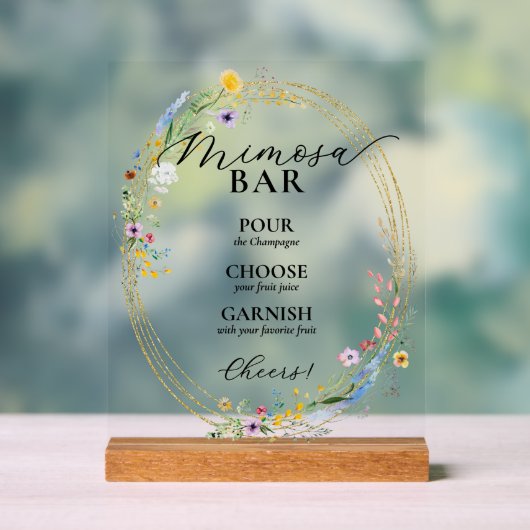 Chic Wildflowers Bruidsbrunch Mimosa Bar Acryl Bord (Neutraal)