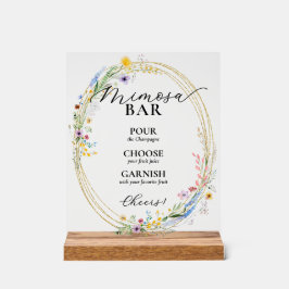 Chic Wildflowers Bruidsbrunch Mimosa Bar Acryl Bord