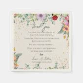 Chic Wildflowers Floral Wedding Bedankt Bericht Servet (Voorkant)
