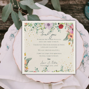 Chic Wildflowers Floral Wedding Bedankt Bericht Servet