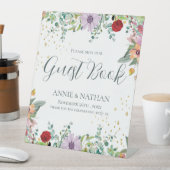 Chic Wildflowers Gastboek Trouwdag Bloemen Reclamebord Met Voetstuk (Insitu)