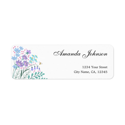 Chic Wildflowers Lila Roze Retour Adres Labels (Voorkant)
