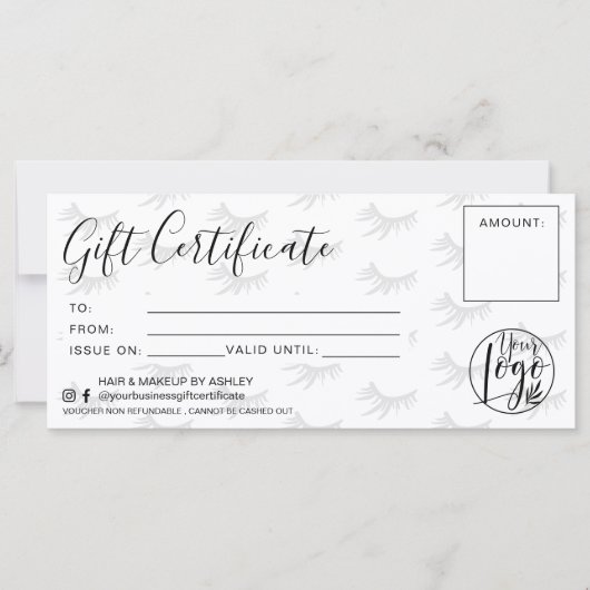 Chic wimpers zwart-wit cadeaubon logo (Voorkant)