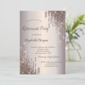 Chic Wine Glass Glitter Daling Retirement Kaart (Staand voorkant)