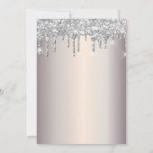 Chic Wine Glass Silver Glitter Druppels Pensioen Kaart (Achterkant)