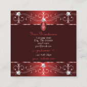 Chic Wine Red Burgundy  Ornamenten Initialen Vierkante Visitekaartje (Achterkant)