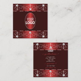 Chic Wine Red Burgundy  Ornamenten met Logo Vierkante Visitekaartje