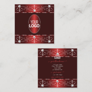 Chic Wine Red Burgundy  Ornamenten met Logo Vierkante Visitekaartje