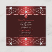 Chic Wine Red Burgundy  Ornamenten Monogram Vierkante Visitekaartje (Achterkant)