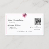 Chic Wine Red en White Pink Rose Initialen QR-code Visitekaartje (Achterkant)