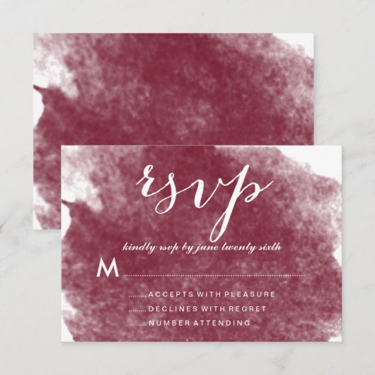 CHIC WINE WATERVERF TROUWKAARTEN RSVP KAARTJE (Voorkant / Achterkant)