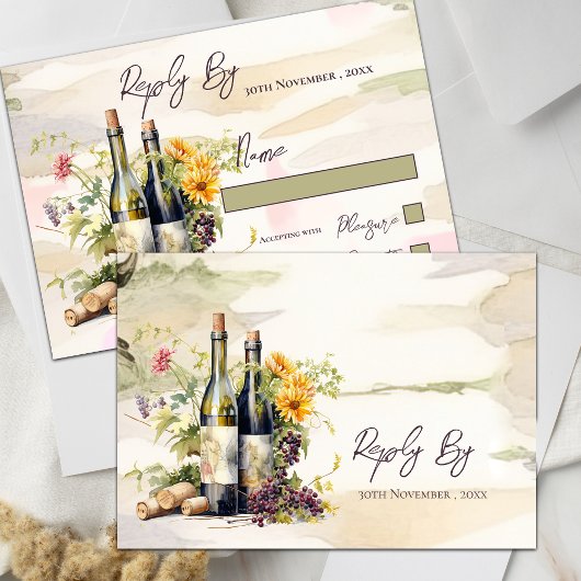 Chic Winery Rustic Grapevine-geïnspireerde bruilof RSVP Kaartje