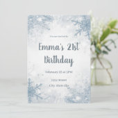 Chic Winter 21st Birthday Invitation – Snowflakes Kaart (Staand voorkant)