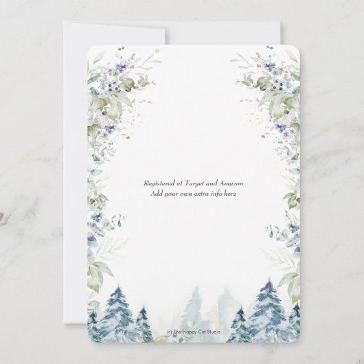 Chic Winter Alpine Trees Baby shower Neutraal  Kaart (Achterkant)