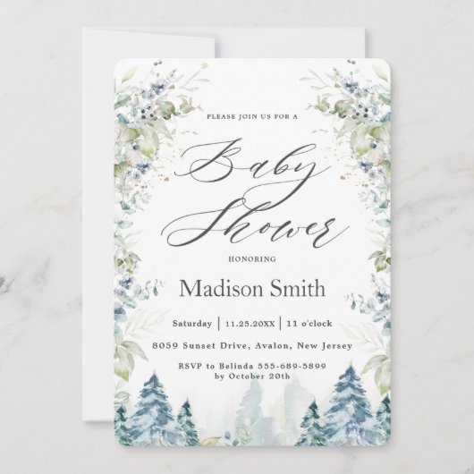 Chic Winter Alpine Trees Baby shower Neutraal Kaart (Voorkant)