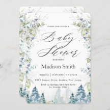 Chic Winter Alpine Trees Baby shower Neutraal 