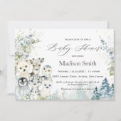 Chic Winter Arctic Alpine Animals Baby shower Kaart (Voorkant)