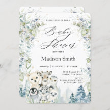 Chic Winter Arctic Animals Baby shower Neutraal