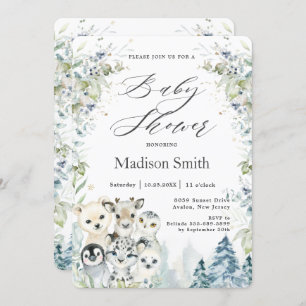 Chic Winter Arctic Animals Baby shower Neutraal Kaart