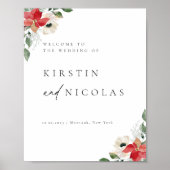 Chic Winter Botanical Floral Wedding Welcome Poster (Voorkant)