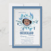 Chic Winter foto uitnodiging blauw (Voorkant)