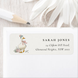 Chic Winter Goose Christmas Holiday Address Etiket