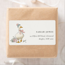 Chic Winter Goose Christmas Holiday Address Etiket