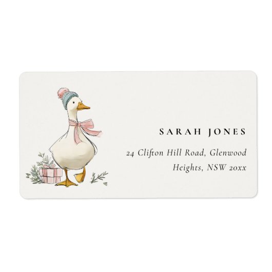 Chic Winter Goose Christmas Holiday Address Etiket (Voorkant)