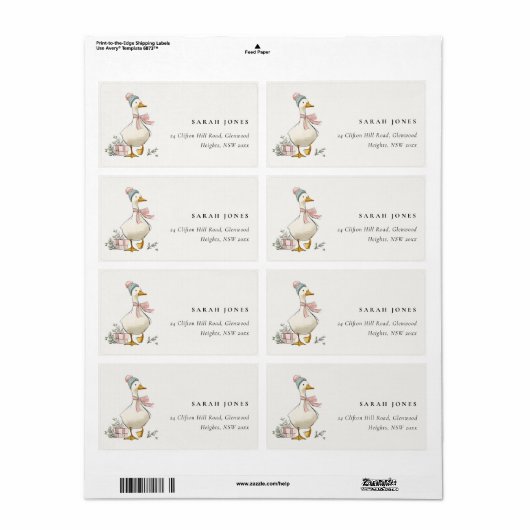 Chic Winter Goose Christmas Holiday Address Etiket (Full Sheet)