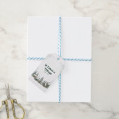 Chic Winter "Het duurt een dorp" Baby Shower Cadeaulabel (Met Touw)