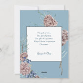 Chic Winter Holiday Pine op blauwe achtergrond Feestdagenkaart (Achterkant)