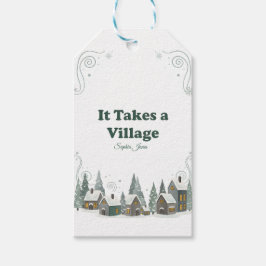 Chic Winter "It Takes a Village" Baby Shower Cadeaulabel
