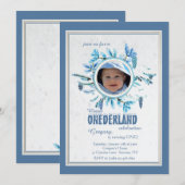 Chic Winter Photo Invitation Blue Kaart (Voorkant / Achterkant)