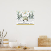 Chic winter vakantie drive-thru baby shower parade poster (Keuken)