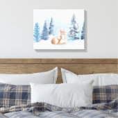 Chic Winter Waterverf Deer in Forest Canvas Afdruk (Insitu (Slaapkamer))