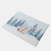 Chic Winter Waterverf Deer in Forest Deurmat (Schuin)