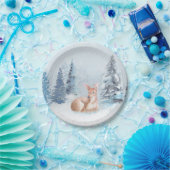 Chic Winter Waterverf Deer in Forest Papieren Bordje (Feest)