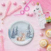 Chic Winter Waterverf Deer in Forest Papieren Bordje (Feest)