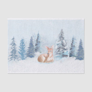 Chic Winter Waterverf Deer in Forest Tissuepapier